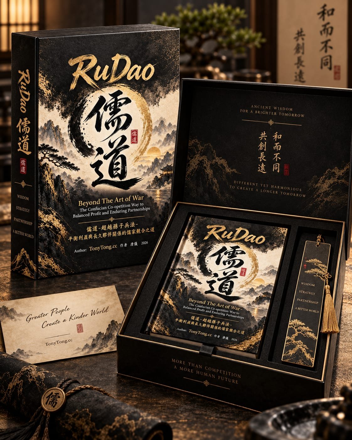 RuDao minimalist cover with calligraphy on white